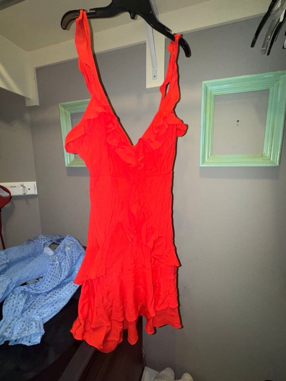 Dress Forum LA Red Ruffle Spaghetti Strap Dress